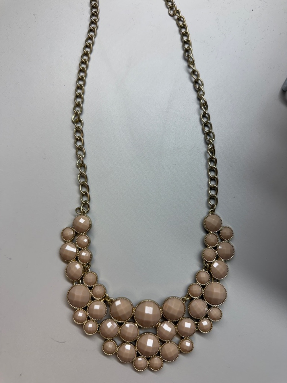 Gold-Tone Beige Bubble Statement Necklace